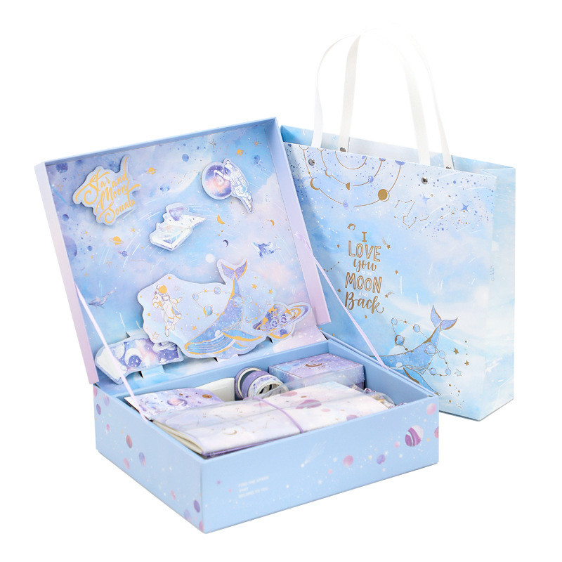Blue Cartoon 3D Gift Box Set Ideal para premios y obsequios de estudiantes con un diseño lindo