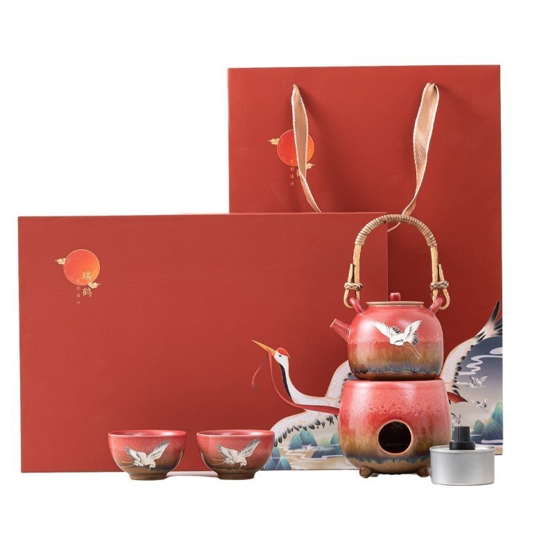 Xianhe Yangwen Tetera Alcohol Lámpara de té Calentador Conjunto Regalo de Negocios con 1 Impresión a Color