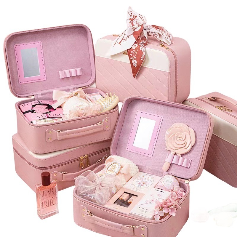 1 Color Gráficos Impresión a color Bolsa de maquillaje portátil para dama de honor Caja de regalo de devolución