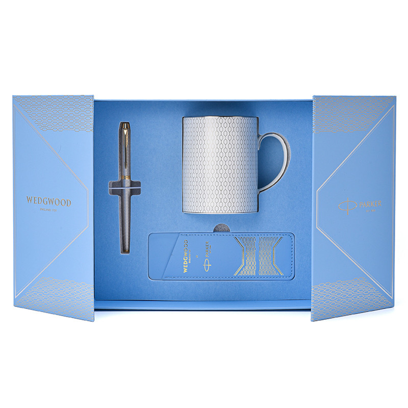IM Crepúsculo de la Ciudad de la Perla Pluma Wedgwood Platino Geometría Taza conjunto conjunto para el evento de regalos