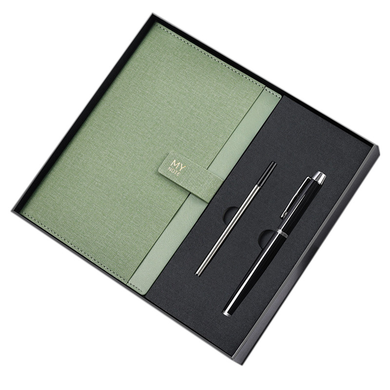 Conjunto de cuaderno profesional A5 Custom Logotipo Pluma Pluma de repuesto Pluma de firma Caja de regalo de negocios