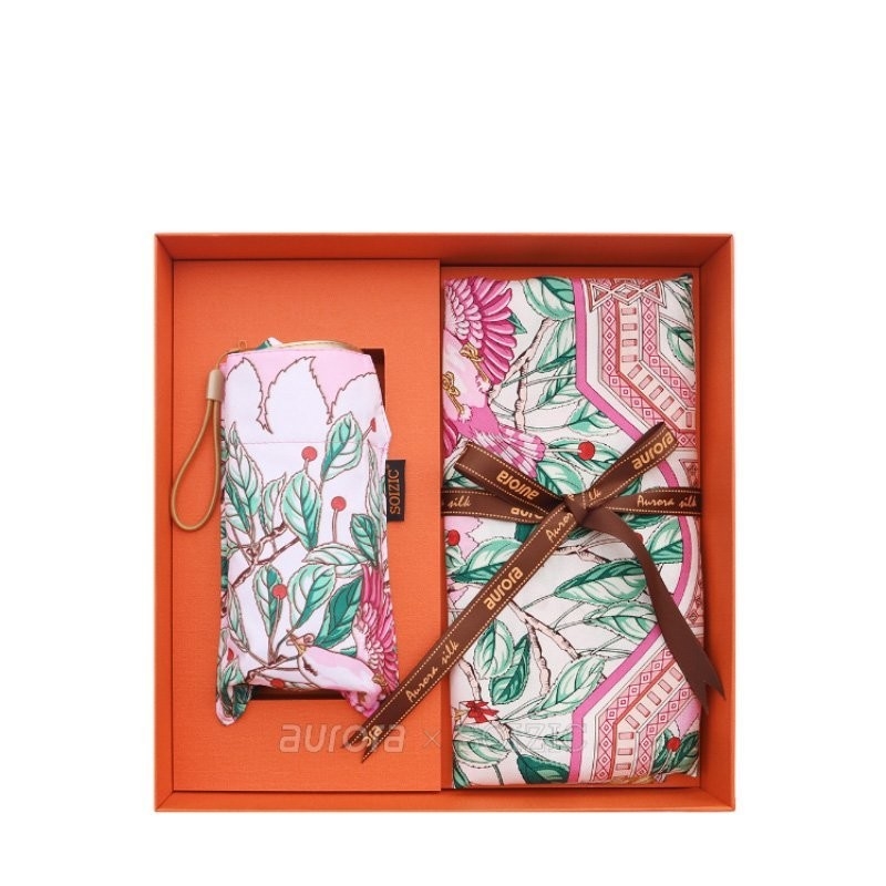 Mulberry Silk Square Scarf y Set de sombrillas plegables para soluciones de regalos corporativos