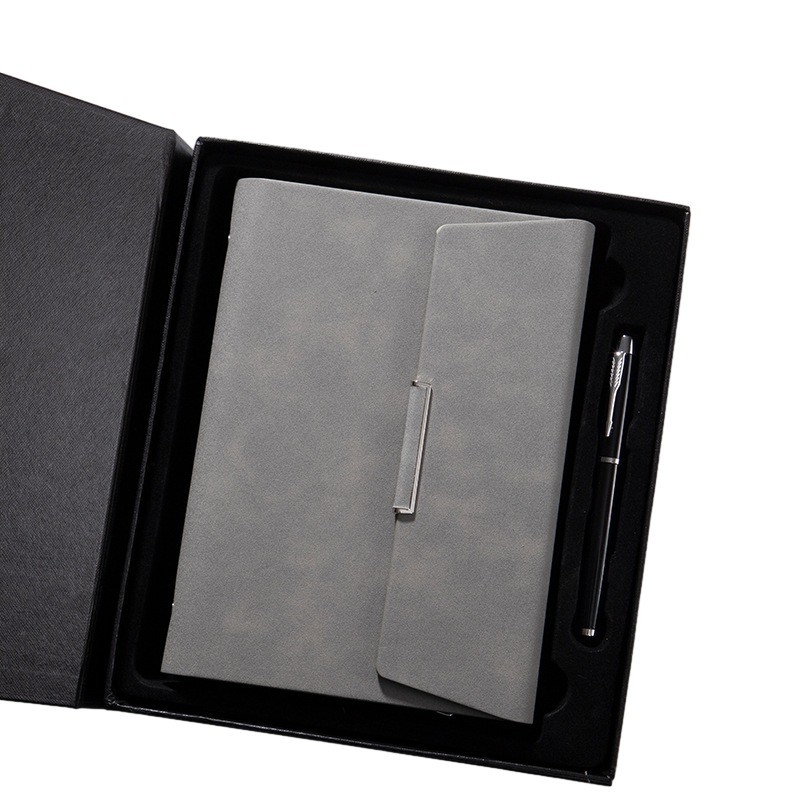 Cuaderno de hojas sueltas de tres pliegues de dos piezas de cuero de escritorio de negocios libro de diario regalo de aniversario