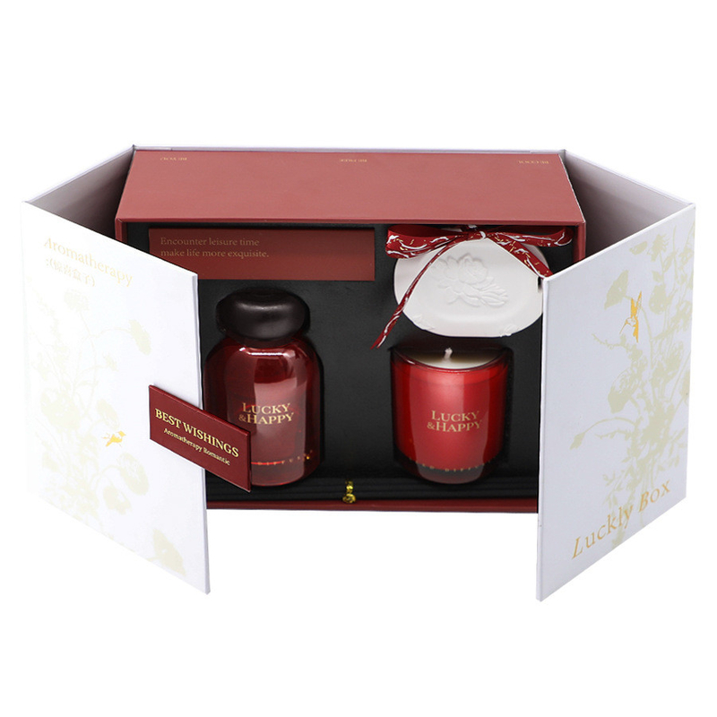 Impresión de pantalla de seda de interior colgador de aromaterapia para el año Aromaterapia vela regalo conjunto