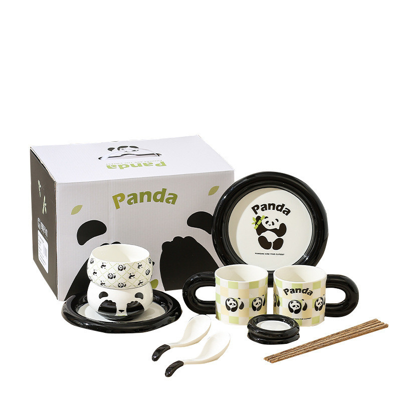 Mejore su experiencia de comedor en hoteles y resorts con el conjunto de caja de regalo de cerámica Panda Cub