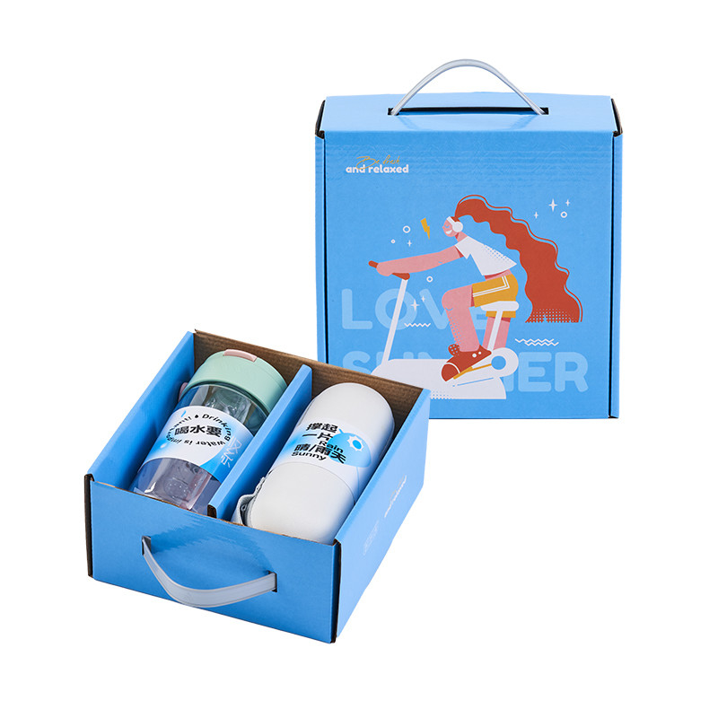 Presente de cuidado de verano Logotipo personalizado Conjunto de dos piezas con copa de agua y sombrilla de cápsula