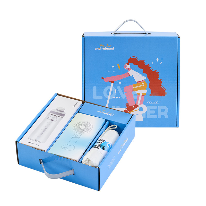 Impresión UV Para citas de verano Caja de regalo Cerradura Taza de agua portátil Ventilador UV Paraguas portátil