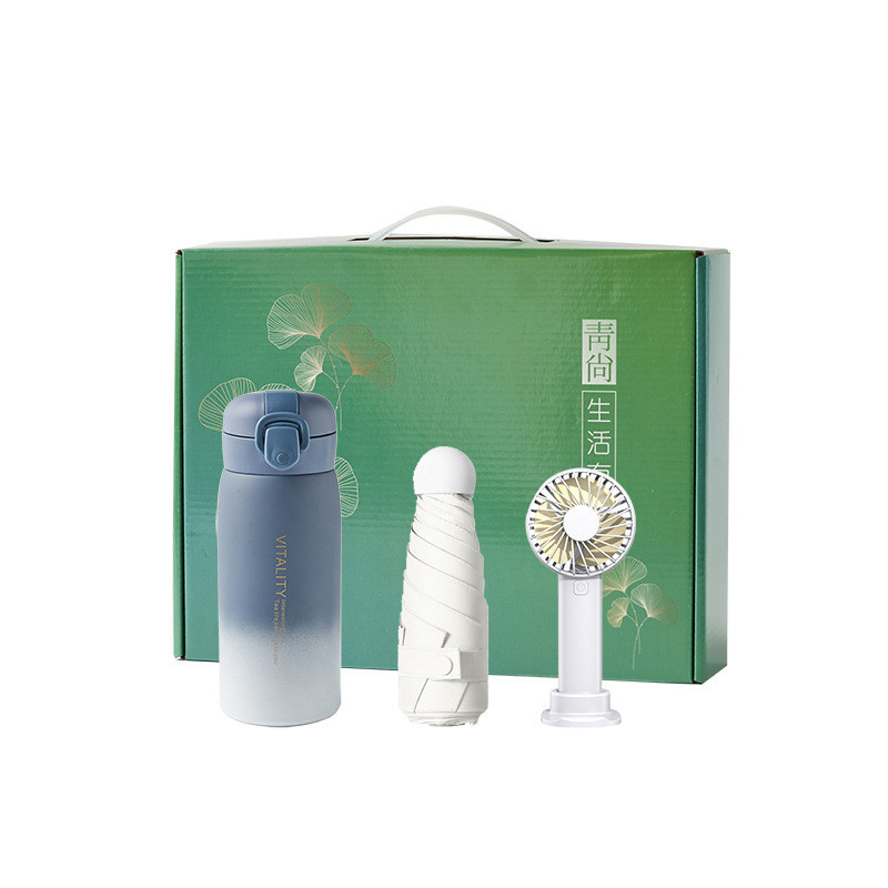 Set de verano fresco de plástico de deportes copa de agua portátil abanico cápsula sombrilla como regalos de bienvenida