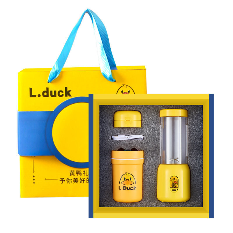 Taza de jugo multifuncional de pato amarillo Taza de desayuno Cuchara de trigo para usuarios de automóviles