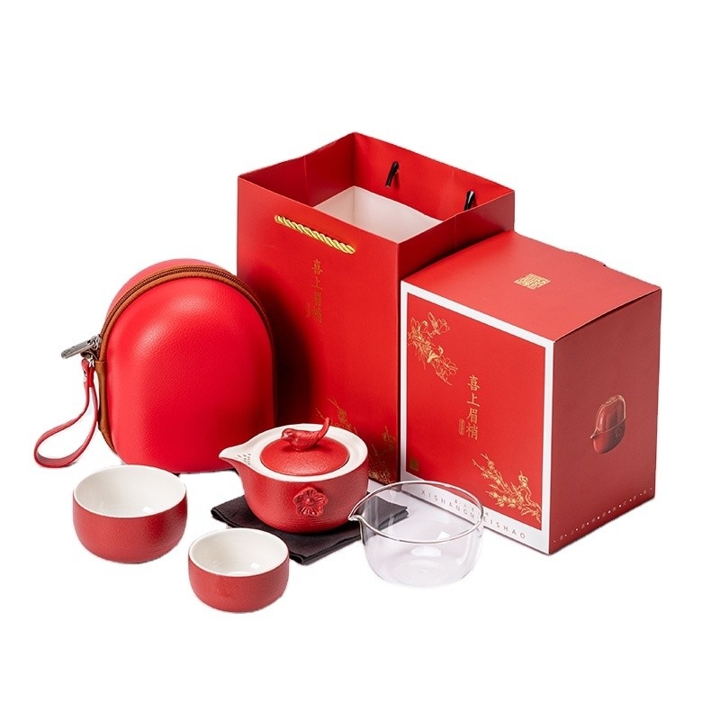 Logotipo del cliente Conjunto de té de estilo chino en bolsa EVA portátil Perfecto para deportes y juegos