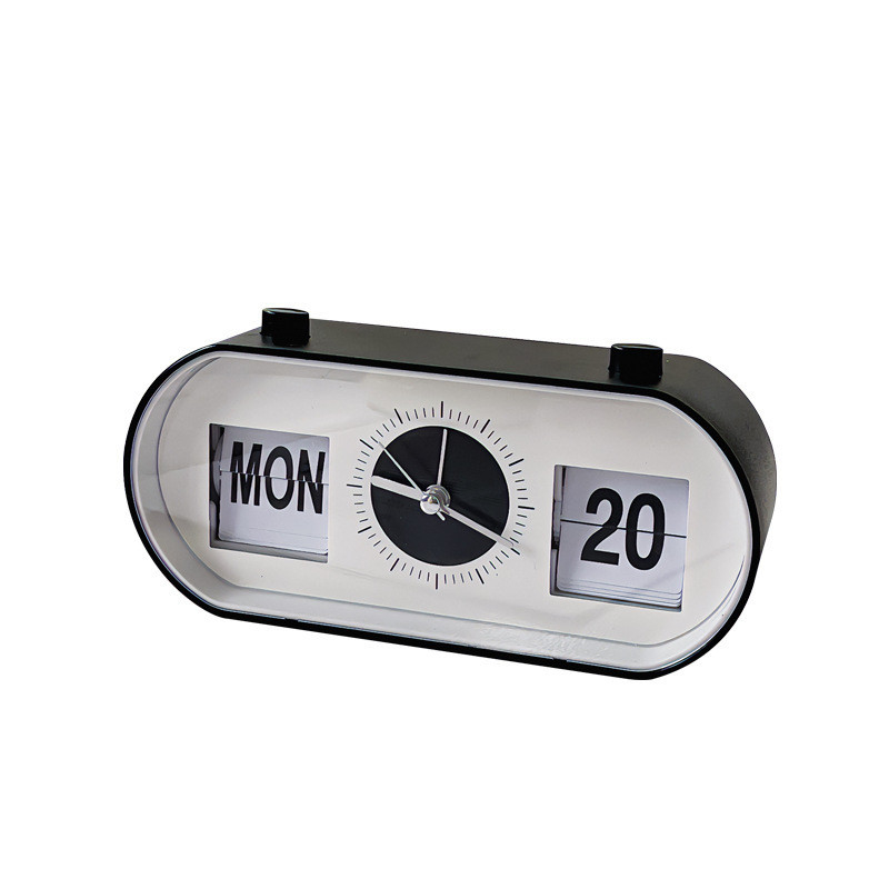 Reloj de alarma de escritorio con botón manual con calendario de página creativa