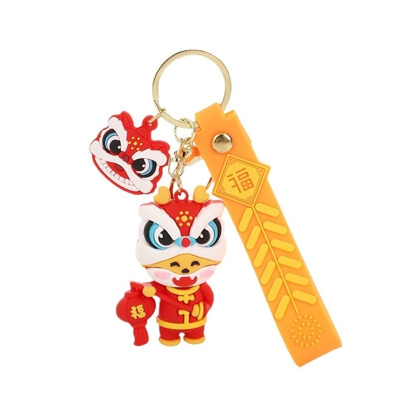 Carinoso y pequeño llavero de PVC para el año del colgante de llavero Loong Lucky Charm