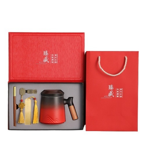 Fu Lu almacenamiento de la taza rápida en la caja de regalo de cuero portátil perfecto para ocasiones especiales
