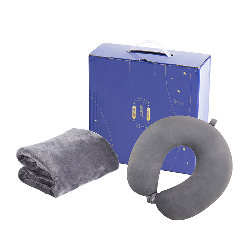 Conjunto cálido de vida con dos piezas de almuerzo manta de descanso almohada en forma de U regalo ideal de bienestar