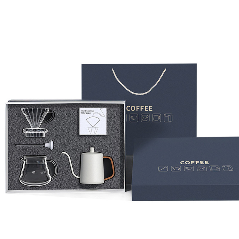 Caja de regalo de utensilios de café de 5 piezas Confeccionada a mano Concha de filtro de taza de uso compartido Concha termómetro y papel de filtro